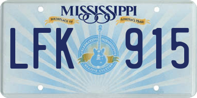 MS license plate LFK915
