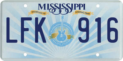 MS license plate LFK916
