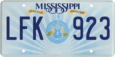 MS license plate LFK923
