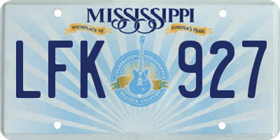 MS license plate LFK927
