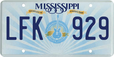 MS license plate LFK929