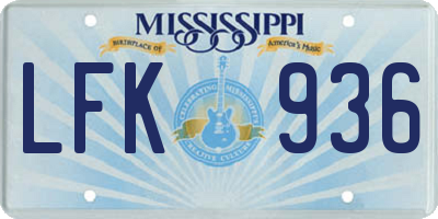 MS license plate LFK936