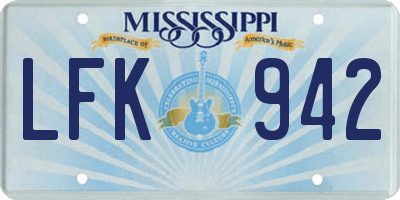 MS license plate LFK942