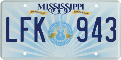 MS license plate LFK943