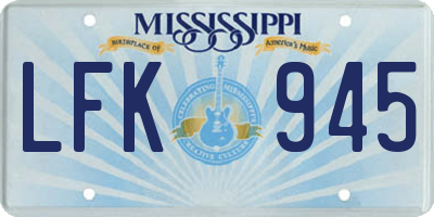 MS license plate LFK945