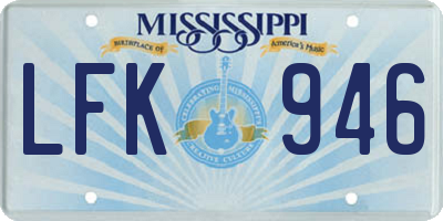 MS license plate LFK946