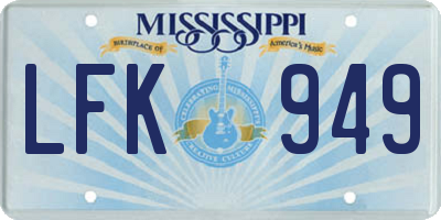 MS license plate LFK949