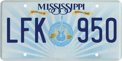 MS license plate LFK950