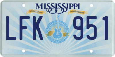 MS license plate LFK951