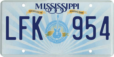 MS license plate LFK954