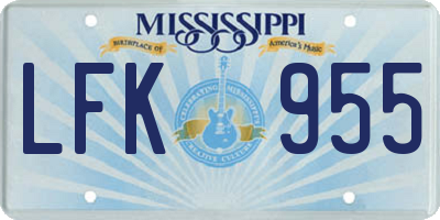 MS license plate LFK955