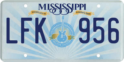 MS license plate LFK956