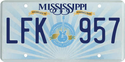 MS license plate LFK957