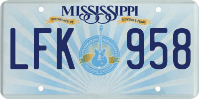 MS license plate LFK958