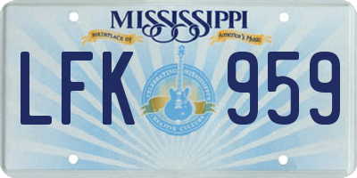 MS license plate LFK959