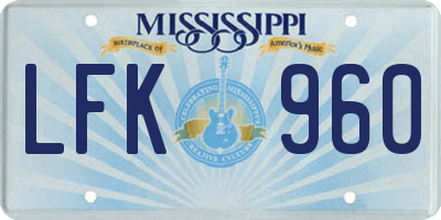 MS license plate LFK960