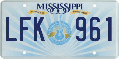 MS license plate LFK961