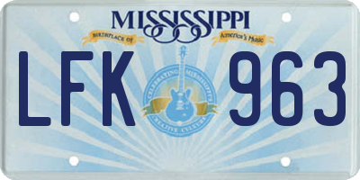 MS license plate LFK963