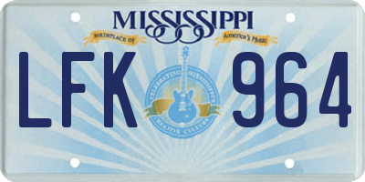 MS license plate LFK964