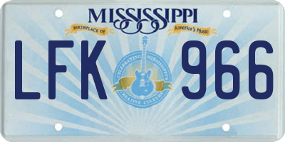 MS license plate LFK966