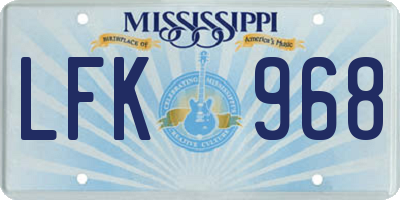 MS license plate LFK968