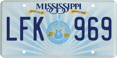 MS license plate LFK969