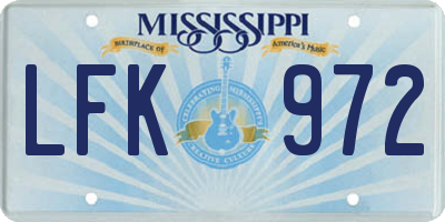 MS license plate LFK972