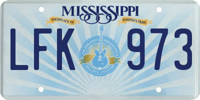 MS license plate LFK973