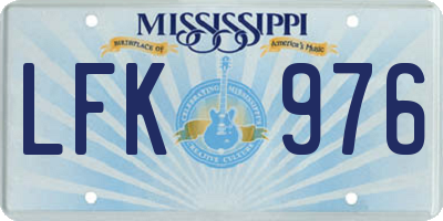 MS license plate LFK976