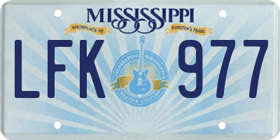 MS license plate LFK977