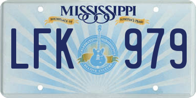 MS license plate LFK979