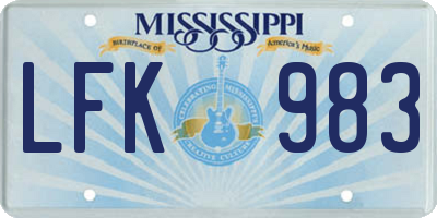 MS license plate LFK983