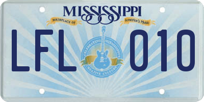 MS license plate LFL010