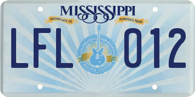 MS license plate LFL012
