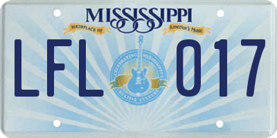 MS license plate LFL017