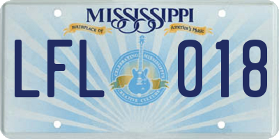MS license plate LFL018