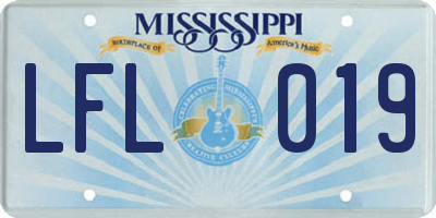 MS license plate LFL019