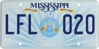 MS license plate LFL020