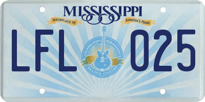 MS license plate LFL025