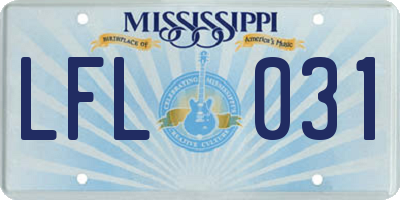 MS license plate LFL031