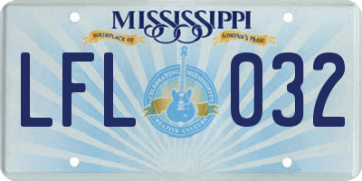 MS license plate LFL032