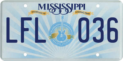 MS license plate LFL036