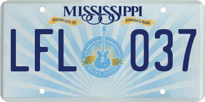 MS license plate LFL037