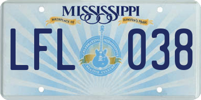 MS license plate LFL038