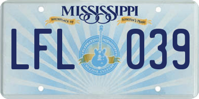 MS license plate LFL039