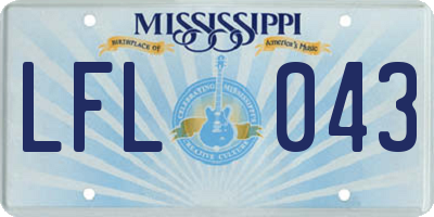 MS license plate LFL043