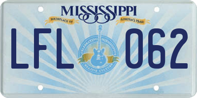 MS license plate LFL062