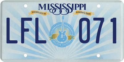 MS license plate LFL071