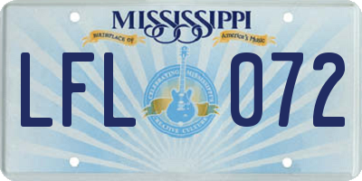 MS license plate LFL072
