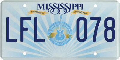 MS license plate LFL078